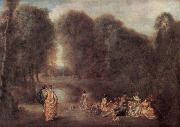 Jean-Antoine Watteau Die Zusammenkunft im Park oil painting reproduction